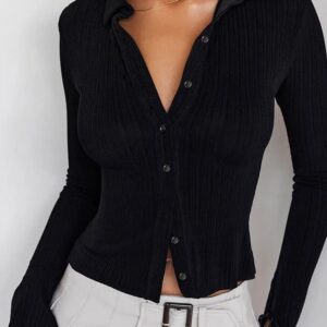 Long Sleeve Casual Turn-Down Collar Button-Down T-Shirts